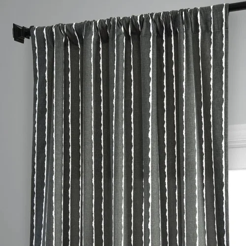 Vista 6 de HPD Half Price Drapes Cortinas abstractas con estampado a rayas de 108 pulgadas de largo, cortinas de algodón de lujo (1 panel), cortinas