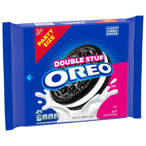 Vista 14 de OREO - Galletas de sándwich con doble relleno de chocolate, tamaño para fiestas, 24.95 onzas Siempre hecho con cacao real, certificado Kosher
