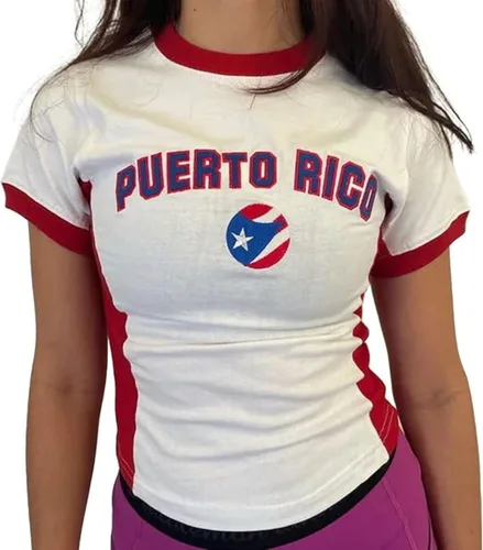 Vista 15 de Colombia Baby Tee Verano Crop Tops Y2k Ropa México Jersey 90s Graphic Tee 2000s Salir