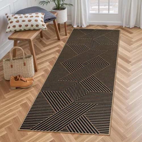Vista 45 de Lahome Tapetes geométricos para puerta de interior para entrada, alfombra antideslizante lavable de 2 x 3 negro / neutro