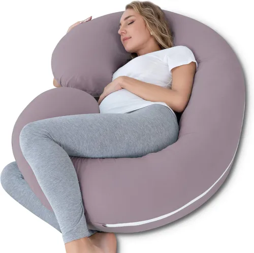 Vista 19 de INSEN - Almohada de embarazo, almohada corporal de maternidad para embarazadas, almohada de embarazo en forma de C con funda de almohada corporal