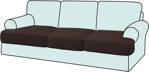 Vista 11 de Funda elástica para sillón con cojín en forma de T, funda de cojín individual para cojín de silla en forma de T, protector de tela jacquard gruesa