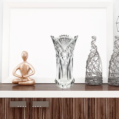 Vista 6 de CS - Jarrón de cristal de 12 pulgadas de alto, diseño de col, para flores y decoración. Bonita pieza brillante. Perfecto como regalo, adecuado