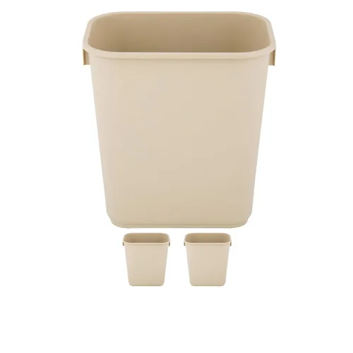 Vista 61 de Cubo de basura rectangular beige de 10 galones para restaurante, papelera comercial, papelera de plástico para oficina, cubo de basura para baño
