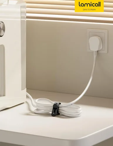 Vista 7 de Lamicall - Paquete de 10 bridas de silicona para cables, organizador de cables reutilizable duradero con hebilla de bloqueo, correas elásticas