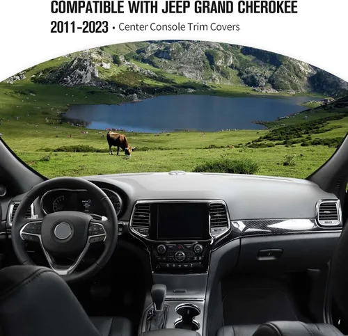 Vista 6 de JeCar Panel de tablero de consola central, cubiertas interiores de manijas de puerta, accesorios interiores compatibles con Jeep Grand Cherokee WK2