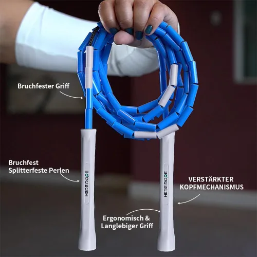 Vista 2 de Cuerda de saltar con cuentas, asas irrompibles y cuentas inastillables para un mejor entrenamiento físico, cuerdas de saltar ajustables para adultos