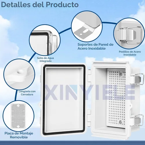 Vista 3 de Caja de conexiones de plástico ABS impermeable para proyectos al aire libre, IP67, resistente a la intemperie, a prueba de polvo con cubierta