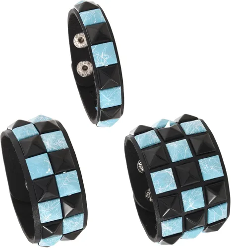 Vista 16 de 3 pulseras punk, pulseras de cuero con tachuelas, pulsera emo, pulseras góticas ajustables para hombres y mujeres