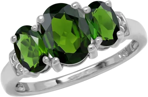 Vista 24 de Silvershake Anillo de Declaración Clásico de 3 Piedras de Forma Ovalada con Gemas de Piedra Natal de Plata Esterlina 925 Chapado en Oro Blanco o Oro