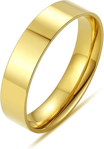 Vista 8 de Anillos chapados en oro de 14 quilates, anillos modernos de oro de banda ancha, anillos gruesos para mujeres y hombres