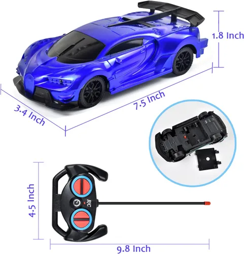Vista 2 de Tuko Juguetes de coche a control remoto, juguetes RC para niños y niñas de más de 3 años (azul)