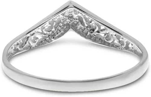 Vista 3 de Anillo de oro blanco de 10 quilates con filigrana y diamantes