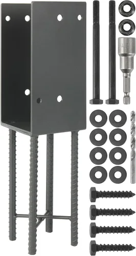 Vista 11 de 1 paquete de acero inoxidable resistente en forma de U de 4 x 4 pulgadas (real 3.5 x 3.5 pulgadas), soporte para poste de valla de hormigón húmedo
