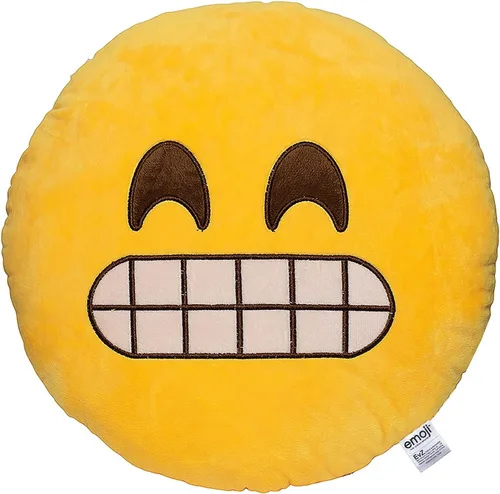 Vista 38 de Emoji Cara de Alienígena Cojín de Emoticón Relleno de Felpa Suave Almohada, Certificado Oficial, EvZ 31cm Gris