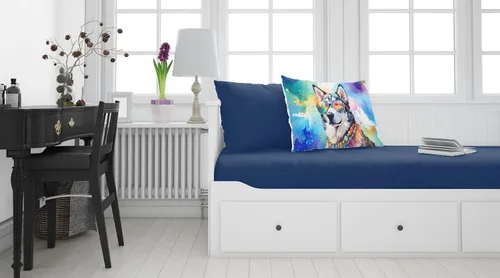 Vista 2 de Caroline's Treasures DAC2563PILLOWCASE SIBERIAN Husky Hippie Dawg Funda de almohada estándar, ligera, súper suave, fácil de cuidar, decorativa