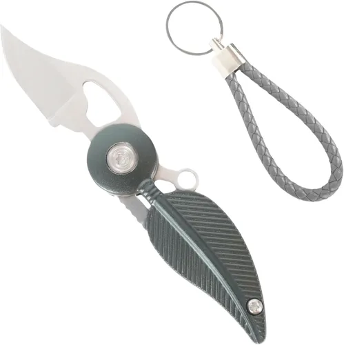 Vista 9 de Mini cuchillo de bolsillo para mujer con cadena, gadget genial, cuchillo Edc, lindo accesorio para llaves (negro)