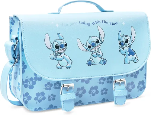 Vista 8 de Bolsos cruzados Disney Stitch para mujeres, adolescentes y niñas, bolso tipo bandolera para compras, vacaciones, regalos para ella Negro