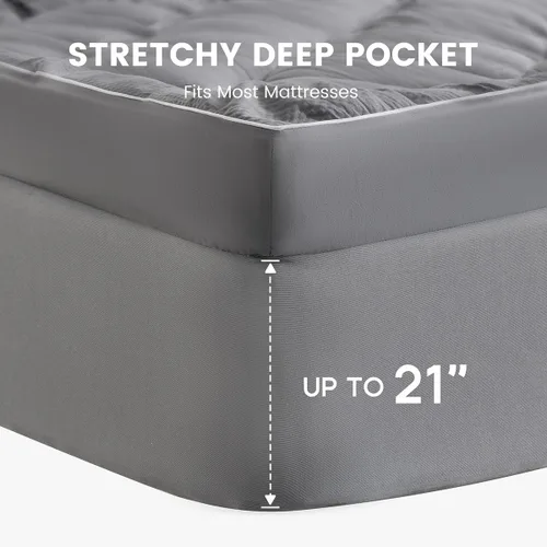 Vista 4 de SLEEP ZONE - Cubrecolchón extragrueso individual para dolor de espalda, funda de colchón de felpa transpirable y gruesa, cubrecama suave con relleno