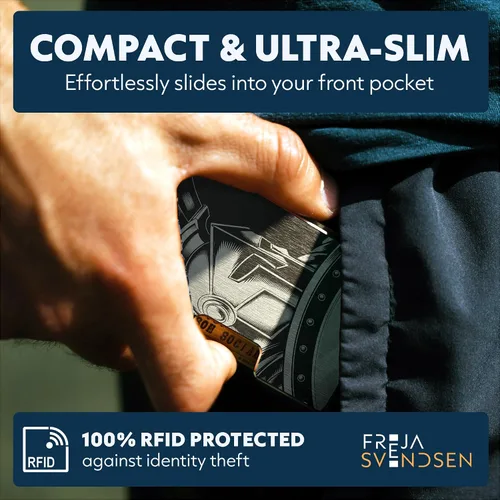 Vista 10 de Cartera de aluminio impresa 2.5D para hombres: clip delgado para dinero y tarjetero con barniz selectivo táctil. Bloqueo RFID mejorado, compacto