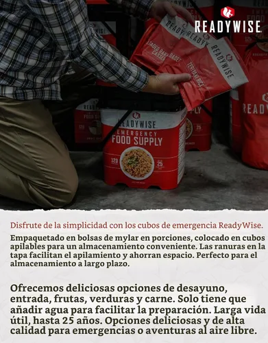 Vista 7 de ReadyWise Prepper Pack Cubo – 52 porciones de suministro de alimentos de emergencia, kit de supervivencia, comidas con proteínas, alimentos
