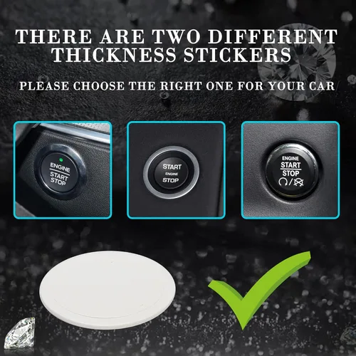 Vista 6 de WINKA Bling Cubierta del Botón de Arranque del Motor del Coche Universal Push Start Stop Trim Anillo de Encendido Tapa Decoraciones 2 piezas
