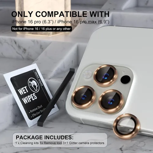 Vista 91 de Choiche Compatible para iPhone 16 Pro/iPhone 16 Pro Max Protector de Lente de Cámara, Vidrio Templado 9H Protector de Pantalla de Cubierta de Cámara