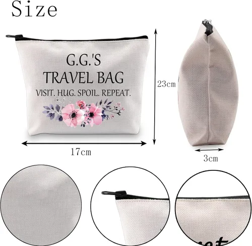 Vista 6 de POFULL Regalo GG para abuela, bolsa de viaje de G.G.'S, bolsa de viaje para visitar, abrazo, repetición, bolsa de cosméticos de viaje, regalo