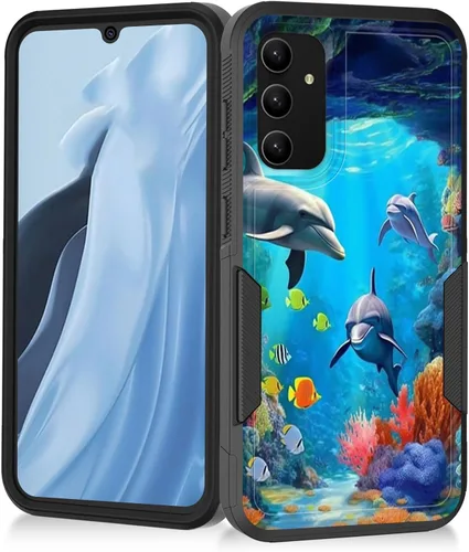 Vista 184 de Funda para Galaxy A14 5G, resistente de doble capa híbrida de policarbonato duro, goma suave, a prueba de golpes, funda protectora resistente
