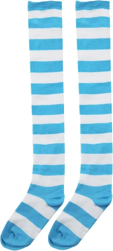 Vista 2 de Bestjybt Calcetines altos hasta el muslo para mujer, calcetines por encima de la rodilla, calentadores de piernas para disfraz