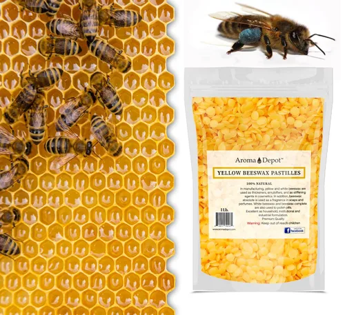 Vista 5 de Aroma Depot Pellets de cera de abeja amarilla de 4 onzas, 100% cera de abejas pura natural, 3 filtradas, ideal para piel, cara y cuerpo, ideal