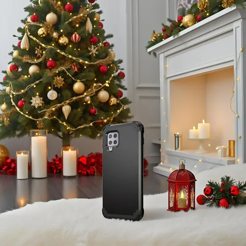Vista 5 de IDweel Funda para Galaxy A42 5G con protector de pantalla de vidrio templado, híbrida 3 en 1, a prueba de golpes, resistente, cubierta de Negro