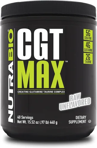 Vista 9 de NutraBio Polvo CGT-MAX - Creatina, glutamina y taurina para apoyar la recuperación muscular y la fuerza - 40 porciones - Ponche de frutas