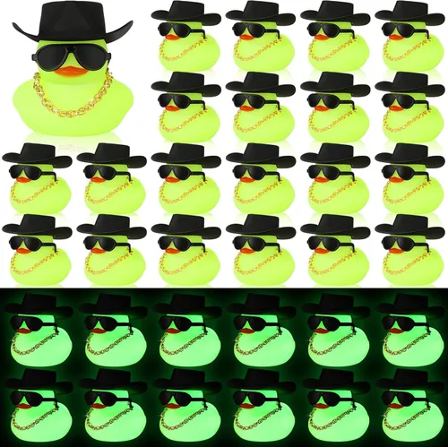 Vista 12 de Sotiff Juego de 48 juegos de patos chirriantes de goma para fiesta de automóvil, decoración de tablero con minicelle, sombrero y gafas de sol