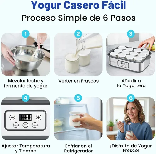 Vista 4 de Ultimate Probiotic Yogurt Maker XL con un 50% más de capacidad, control de tiempo y temperatura ajustable, hace billones de probióticos vivos