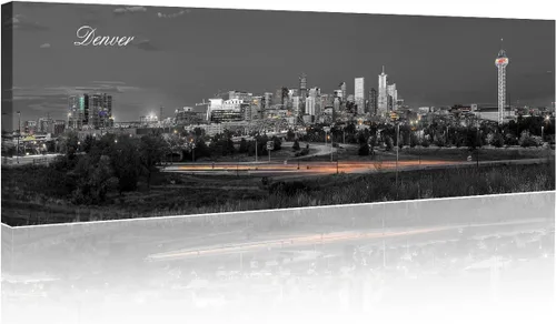 Vista 39 de 3 paneles de Atlanta Skyline vista de la ciudad en blanco y negro, imágenes panorámicas de edificio de ciudad, decoración de pared para sala