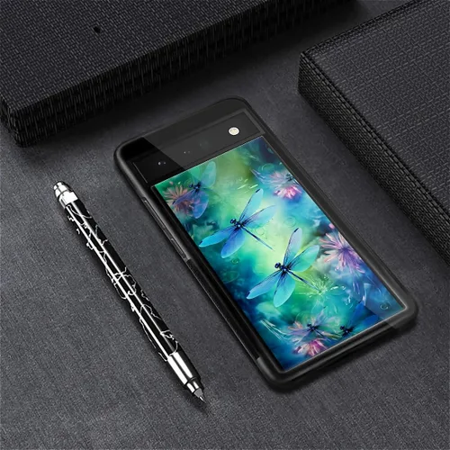 Vista 1439 de Compatible con Google Pixel 4A 5G Mobile Case Creative Acrylic Panel trasero Silicona Protección Grip especialmente diseñado para Google Pixel 4A 5G