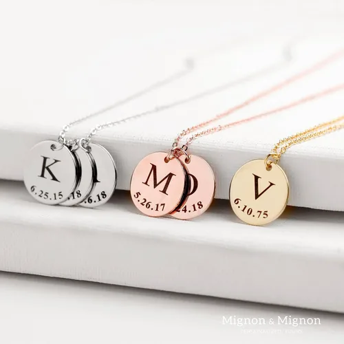 Vista 5 de MignonandMignon Personalized Initial Necklace for Women, Gift for Mom, Custom Kids Name Jewelry, Unique Gifts for Teen Girls, Birthdays, and