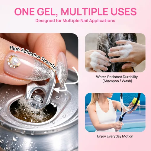 Vista 8 de Krofaue Gel de pegamento de uñas UV, 2 x 0.71 oz de pegamento de uñas de 00-2 piezas de pegamento de uñas sólido 2