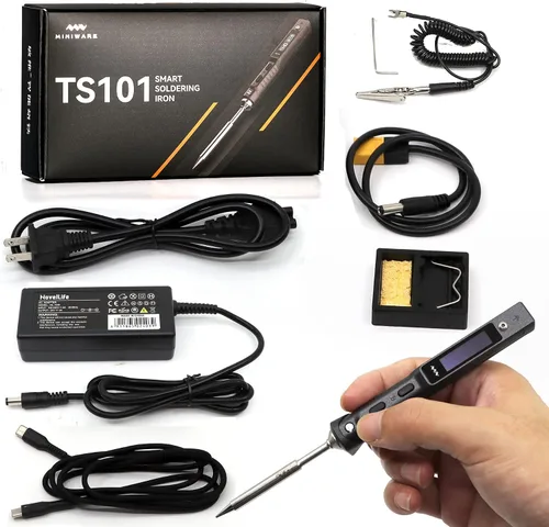 Vista 10 de Original TS101 Kit de soldador eléctrico de temperatura ajustable Pantalla digital inteligente con punta de soldadura TS B2 XT60 Cable