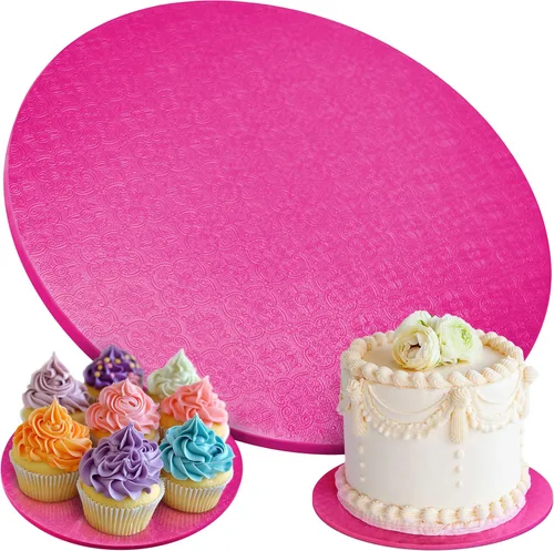 Vista 11 de Tablas para Pasteles - Paquete de 4, 12 pulgadas, Azul - Bases Redondas Reutilizables para Pasteles para Postres Espectaculares - Bases de Cartón