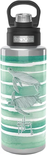 Vista 14 de Tervis Traveler Guy Harvey Freeswim Turtle - Vaso aislado de triple pared para viaje mantiene las bebidas frías y calientes, 20 onzas, acero Acero