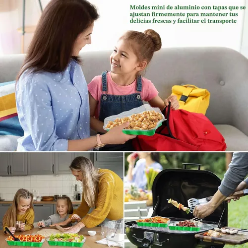Vista 6 de Mini moldes para pasteles con tapas, 25 moldes de aluminio para hornear con tapas, desechables de aluminio, moldes individuales para galletas