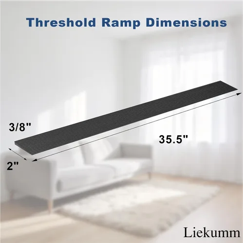 Vista 3 de LIEKUMM Rampa de umbral de goma de elevación de 3/8 pulgadas, rampa antideslizante de capacidad de carga de 1500 libras para puertas, rampa de goma