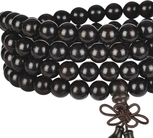 Vista 37 de Mala Beads Pulsera 108 0.315 in Meditación Sándalo Elástico..