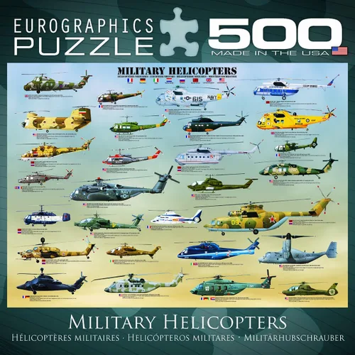 Vista 4 de EuroGraphics - Rompecabezas Helicópteros Militares, 500 piezas
