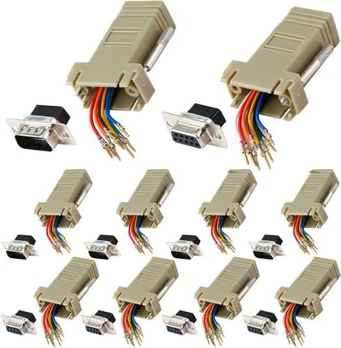 Vista 8 de Adaptador de puerto serie DB9 macho a RJ45 Ethernet, M/F