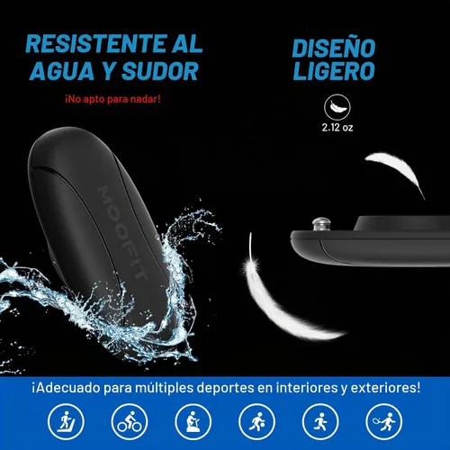 Vista 4 de moofit HR8 Heart Rate Monitor Chest Strap, Low Energy Real-Time Heart Rate Data Bluetooth 5.0/ANT+, Longer Communication Range, IP67 Waterproof