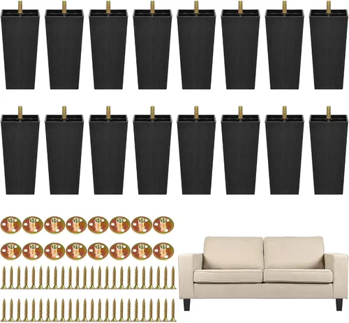 Vista 14 de TURSTIN Paquete de 8 patas cuadradas de plástico para sofá de 2 pulgadas, patas cuadradas para sofás, sillas, color negro