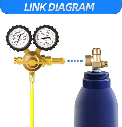 Vista 7 de MEANLIN MEASURE Regulador de nitrógeno 0-800PSI CGA580 Entrada, conector macho de 1/4 de pulgada con mango resistente, regulador de helio
